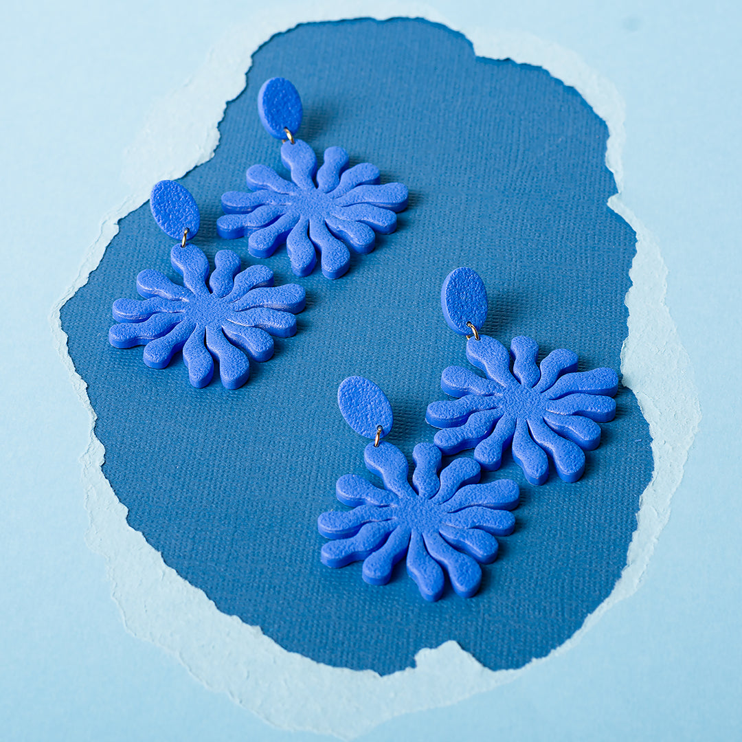 Seaweed Dangle Earrings - Royal Blue