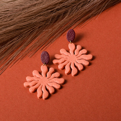 Seaweed Dangle Earrings - Burgundy Dusty Terracotta