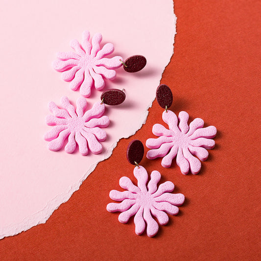 Seaweed Dangle Earrings - Burgundy Cotton Candy