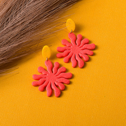 Seaweed Dangle Earrings - Turmeric Scarlet