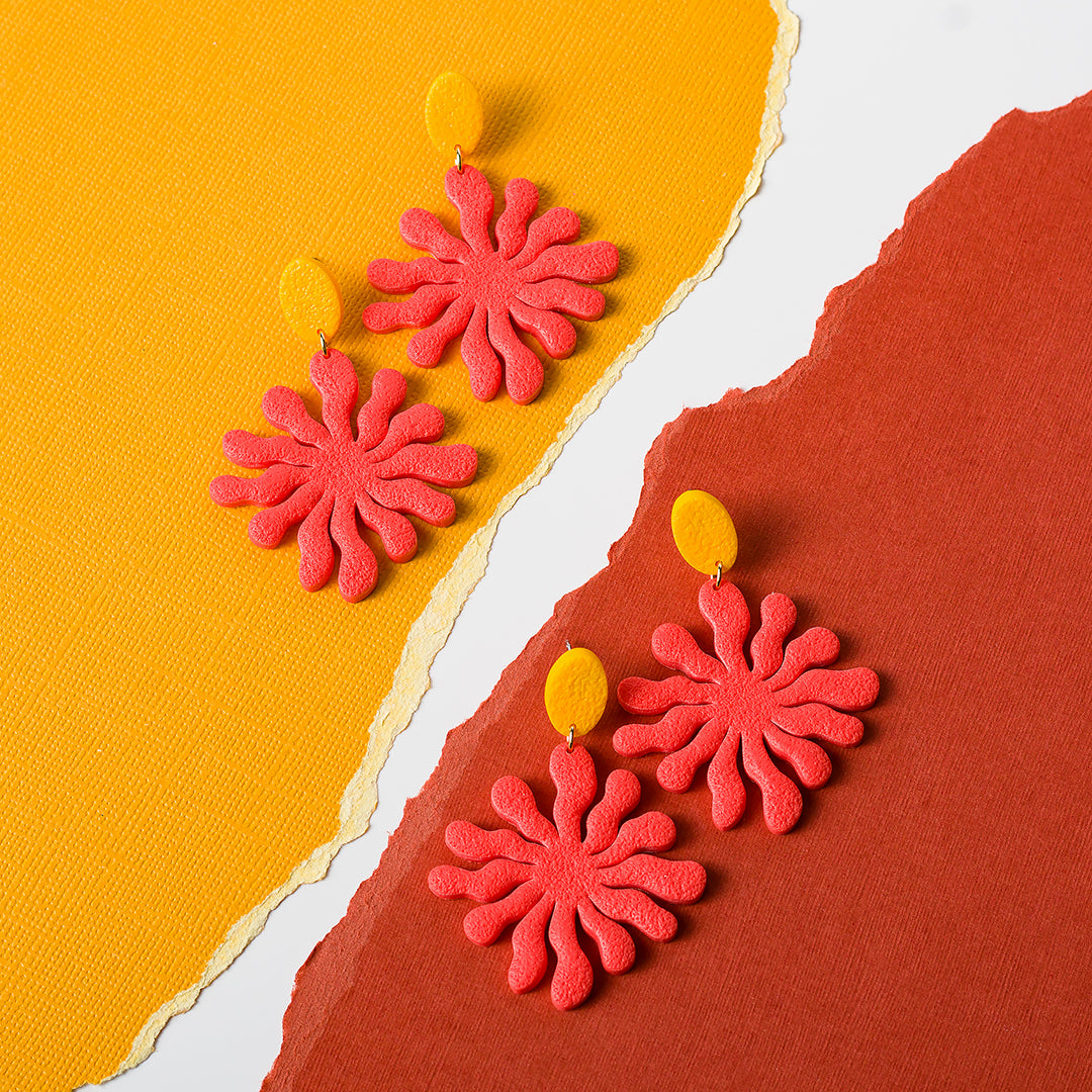 Seaweed Dangle Earrings - Turmeric Scarlet