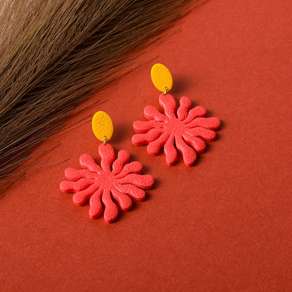 Seaweed Dangle Earrings - Turmeric Scarlet