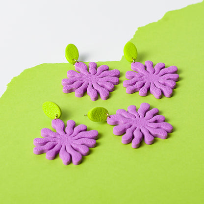 Seaweed Dangle Earrings - Lime Green Lavender