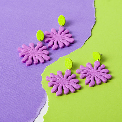 Seaweed Dangle Earrings - Lime Green Lavender