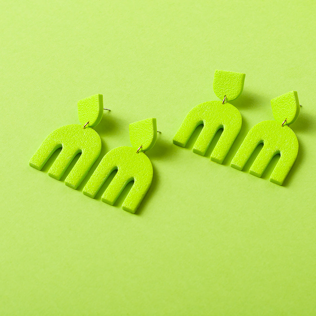 Elephant Dangle Earrings - Lime Green