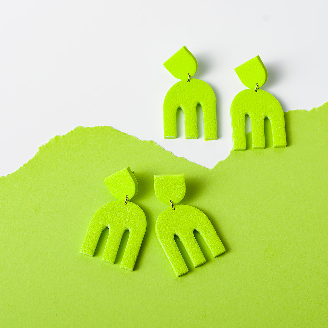 Elephant Dangle Earrings - Lime Green