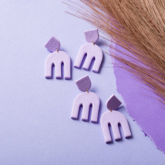 Elephant Dangle Earrings - Pale Lavender