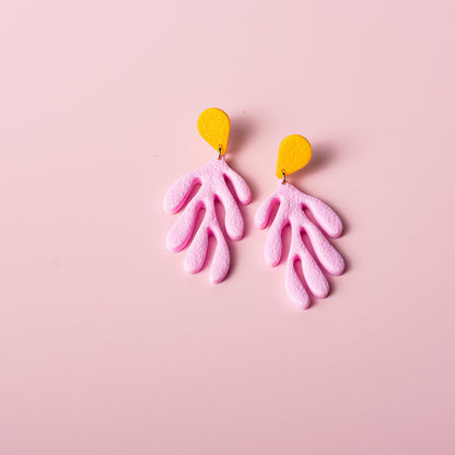 Coral Dangle Earrings - Turmeric Cotton Candy