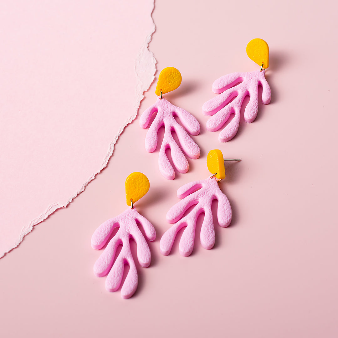 Coral Dangle Earrings - Turmeric Cotton Candy