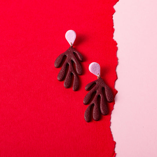 Coral Dangle Earrings - Cotton Candy Burgundy