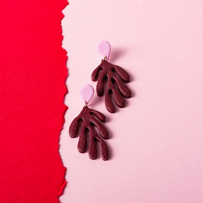 Coral Dangle Earrings - Cotton Candy Burgundy