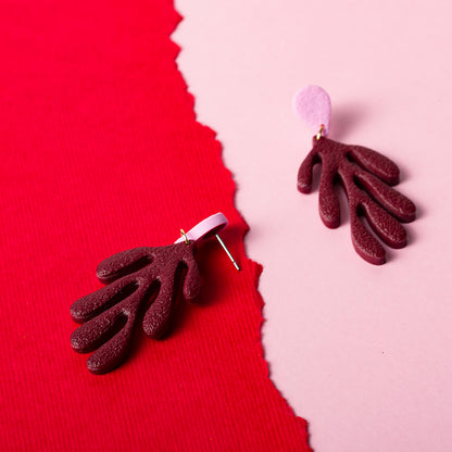 Coral Dangle Earrings - Cotton Candy Burgundy