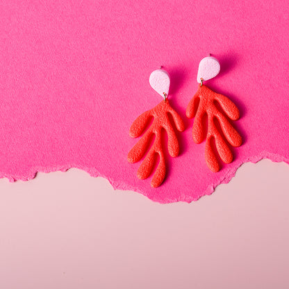 Coral Dangle Earrings - Cotton Candy Scarlet