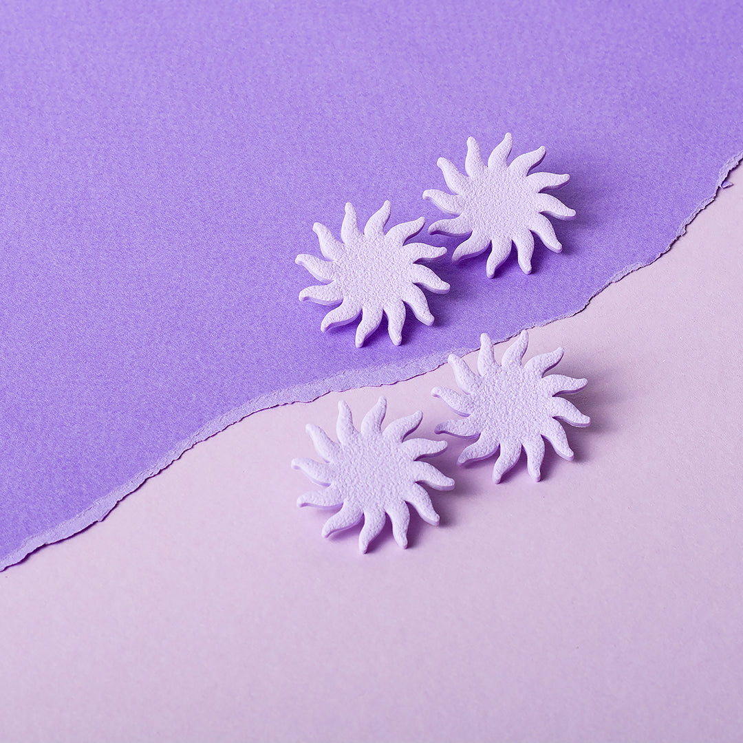 Sun Stud Earrings - Pale Lavender