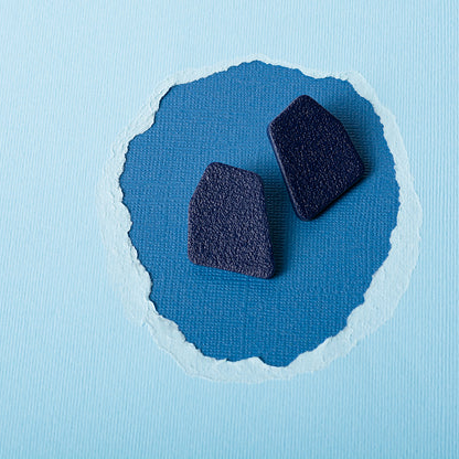 Hexagon Stud Earrings - Navy Blue