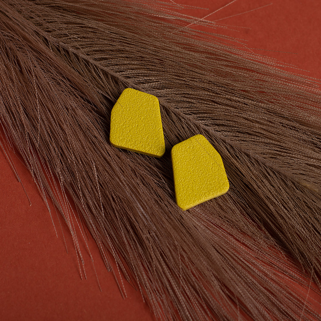 Hexagon Stud Earrings - Curry Yellow