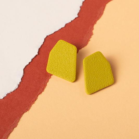 Hexagon Stud Earrings - Curry Yellow